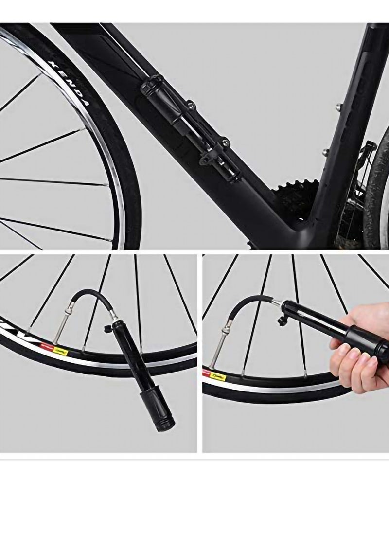 SYOSI Mini Bicycle Pump, Portable Tire Valve Pump High Pressure Small Waterproof Air Hose Aluminum Alloy Inflator with Hose for Inflatable Balls Toys Mountain Bike Inflatable (black)  - Image 4