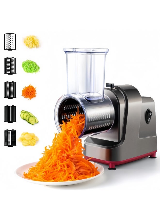 ET-LIFE Electric Cheese Grater, Salad Maker With 5 Different Shapes of Blades, 250W Electric Slicer Shredder, Electric Salad Machine for Fruits, Vegetables, and Cheeses - Image 1