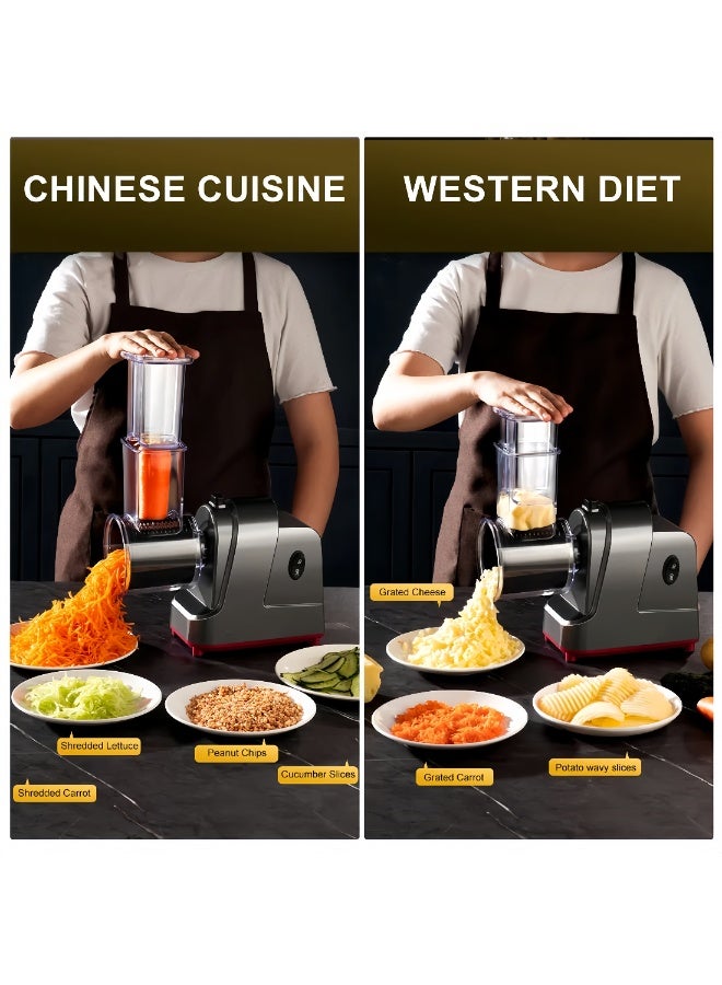 ET-LIFE Electric Cheese Grater, Salad Maker With 5 Different Shapes of Blades, 250W Electric Slicer Shredder, Electric Salad Machine for Fruits, Vegetables, and Cheeses - Image 3
