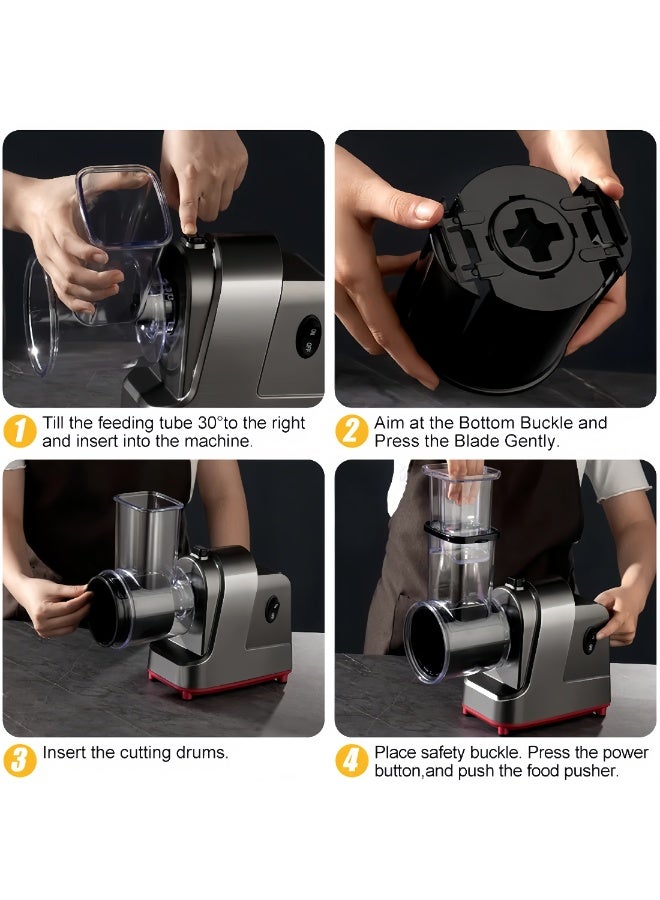 ET-LIFE Electric Cheese Grater, Salad Maker With 5 Different Shapes of Blades, 250W Electric Slicer Shredder, Electric Salad Machine for Fruits, Vegetables, and Cheeses - Image 4