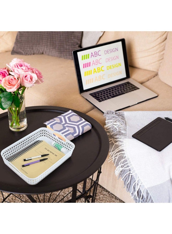 Saedy White A4 Paper Storage Baskets, Plastic Organizer Basket Tray, Set of 6 - Image 4