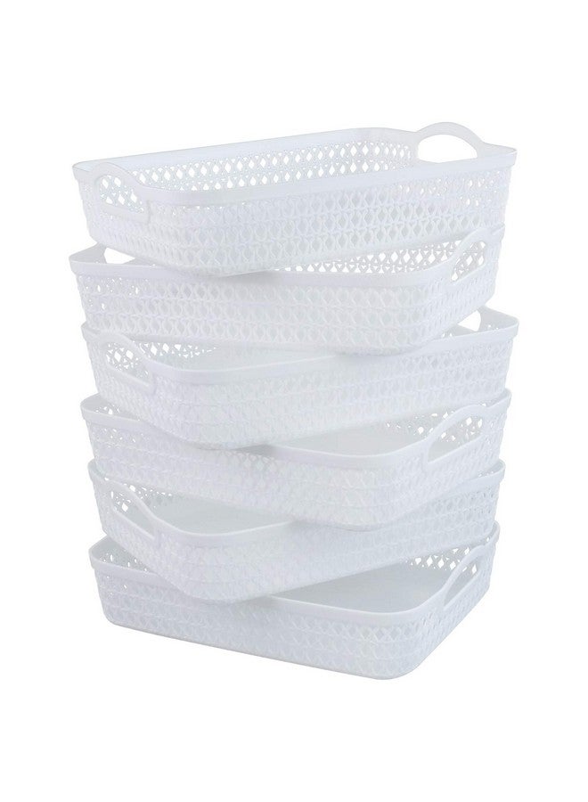 Saedy White A4 Paper Storage Baskets, Plastic Organizer Basket Tray, Set of 6 - Image 1