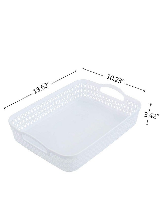 Saedy White A4 Paper Storage Baskets, Plastic Organizer Basket Tray, Set of 6 - Image 2