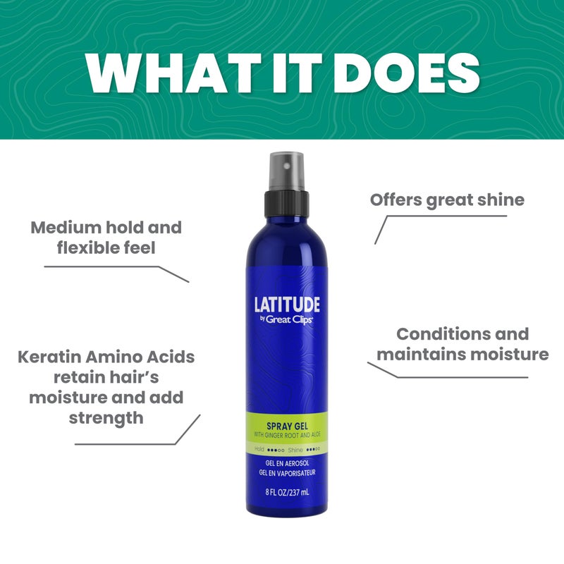 GREAT CLIPS LATITUDE Spray Gel | Hair Gel for Men | Medium Hold + Medium Shine | 8oz - Image 2