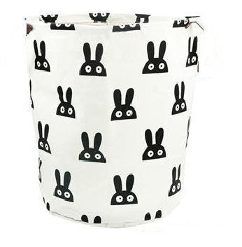 Homies International,Multipurpose European Style Round Shape Printed Foldable Open Laundry Storage Basket With Handle For Easy Carry.Size:L,White - Image 4