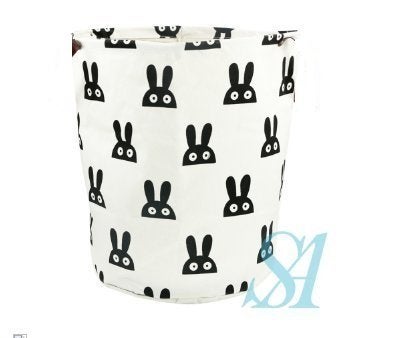 Homies International,Multipurpose European Style Round Shape Printed Foldable Open Laundry Storage Basket With Handle For Easy Carry.Size:L,White - Image 3