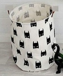 Homies International,Multipurpose European Style Round Shape Printed Foldable Open Laundry Storage Basket With Handle For Easy Carry.Size:L,White - Image 1