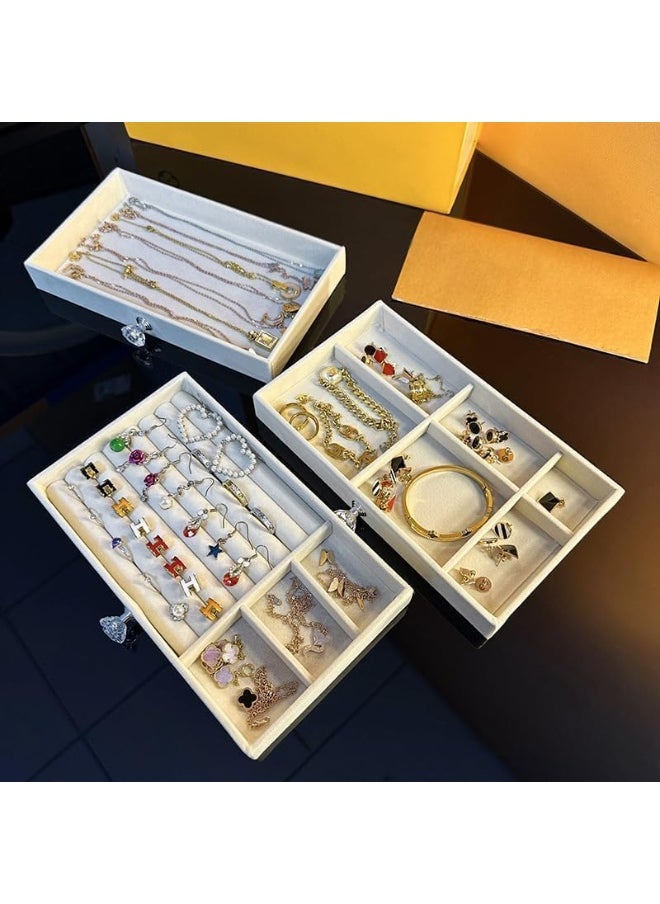Generic SAFENHAND Velvet Jewelry Organizer with 3 Drawers, Clear Acrylic Jewelry Box for Earrings, Bangles, Bracelets, Necklaces, and Rings  - Image 4