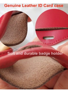 HoAoOo Id Card Case + Heavy Duty Lanyard (Red)+ Badge Holder Retractable Reel Carabiner And Plastic Clip (Soft Genuine Leather Case)  - Image 5