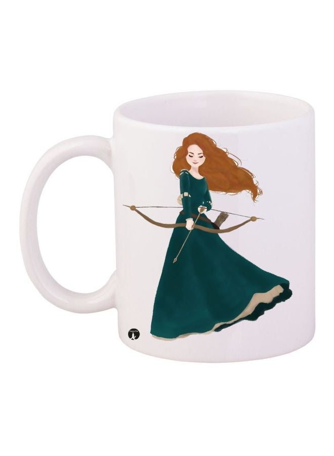 RYN Brave Printed Coffee Mug White/Green/Brown 11ounce