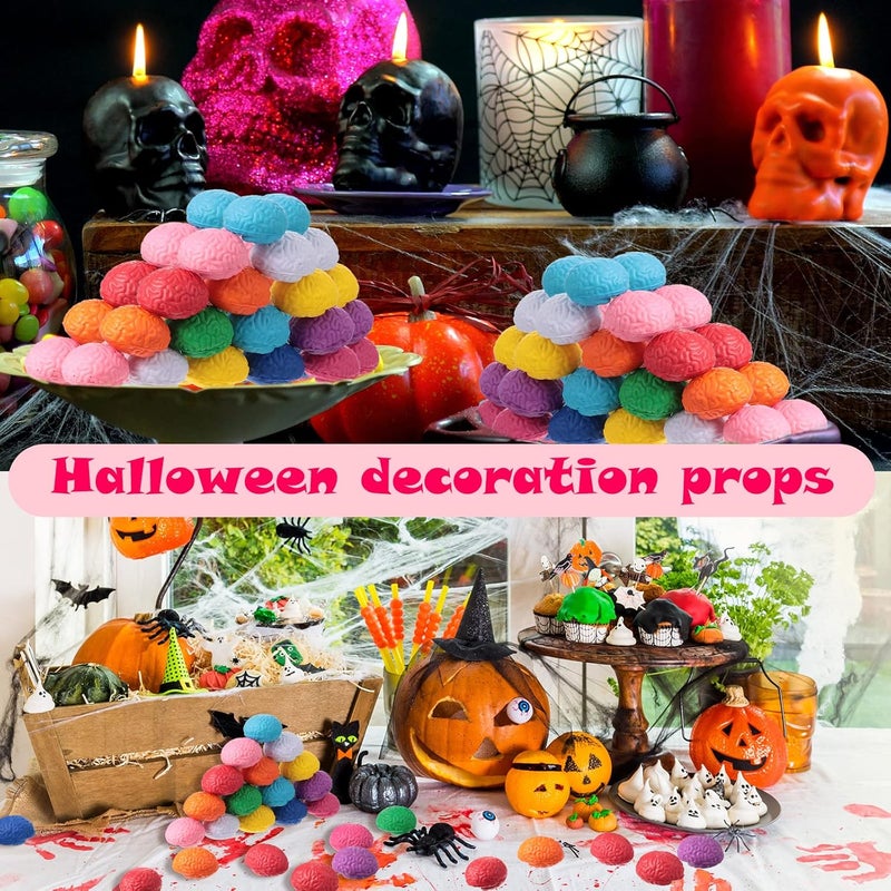 Civaner 60 Pieces Mini Brain Stress Ball Bulk Brain Toy PU Hand Muscle Exercise Pressure Ball for Teens Adults Relieve Stress and Anxiety Prank Improving Grip Strength Object Recognition - Image 3