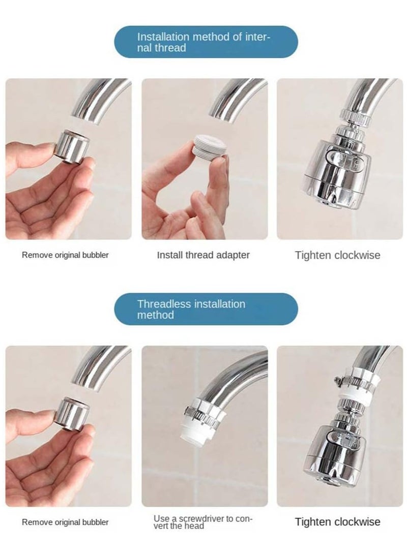 Kitchen Tap Head Water Saving 3 Gear Adjustable 360° Swivel Faucet Tap Aerator Splash Proof Faucet Nozzle Filter for Bathroom Kitchen Sink Spray Tap Attachment  - Image 4