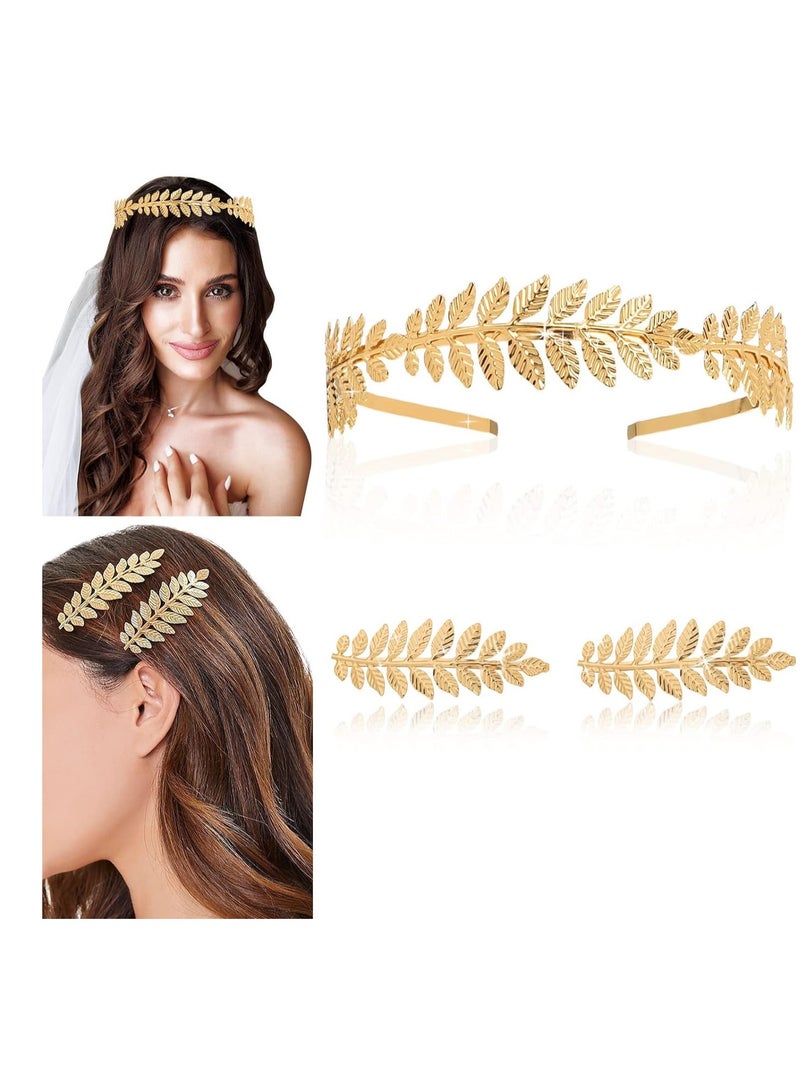Goddess Leaf Headband, Greek Goddess Bridal Hairband, Laurel Leaves Crown, For Woman, Gold Leaf Vintage Hair Clip Headband, Laurel Leaf Tiara For Bridal Wedding Party Fashion Show, Gorgeous - Image 1