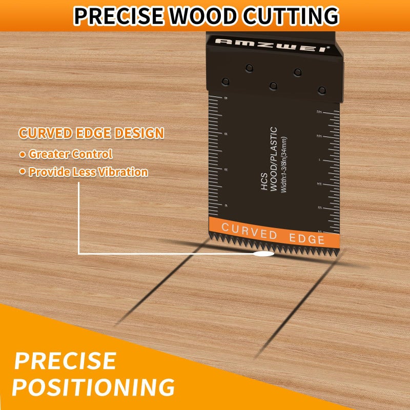 AMZWEI 50PCS Multi Tool Blade Kits, Professional Titanium Oscillating Tool Blades for Metal, Wood, Plastic, Curved Edge Oscillating Saw Blades Compatible with Dewalt Milwaukee Ryobi Rockwell Fein - Image 3