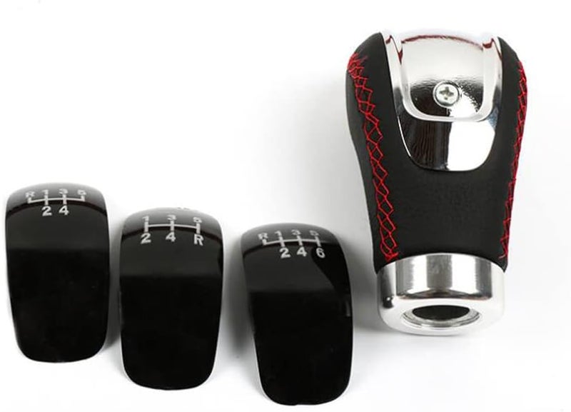 woobles Gear Shift Knob, Pu Leather Car Gear Lever Gear Knob Lever Stick Adapter Wave Stick Head 3 Face Handball Handle Head Compatible with Most Car Models - Image 4
