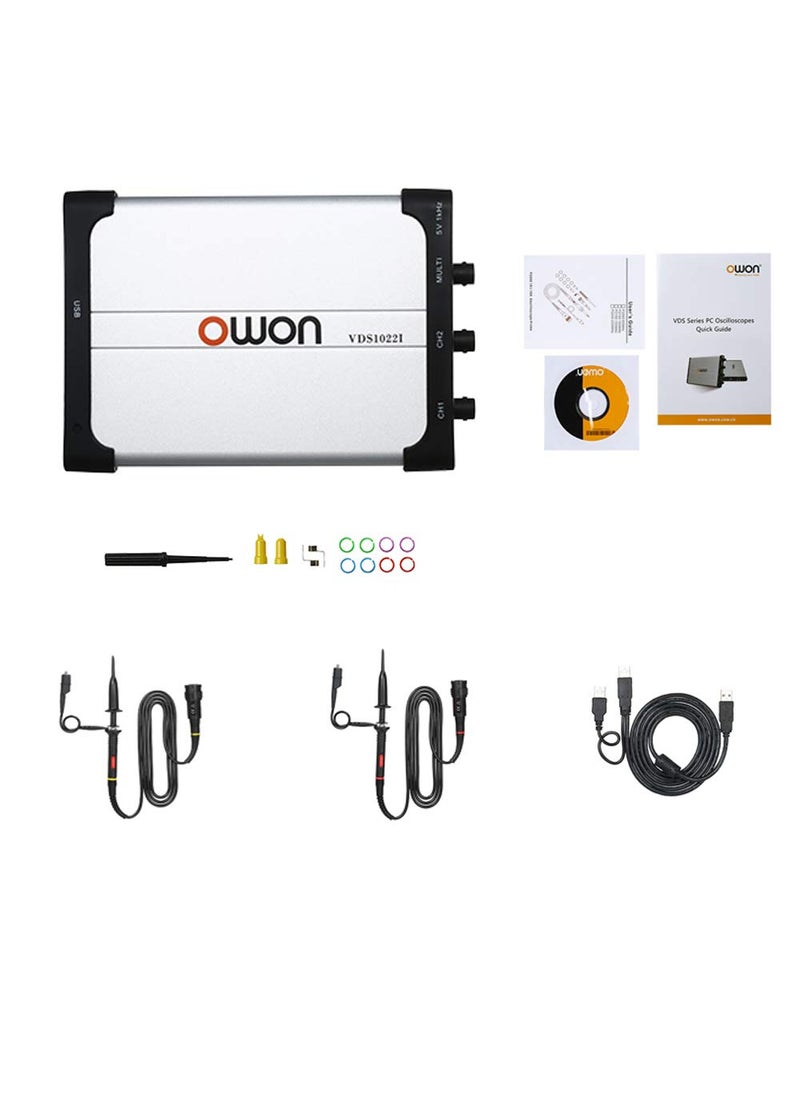 Owon Owon VDS1022I virtual dualchannel oscilloscope bandwidth of 25Mhz USB 100MSS sample rate USB isolation  - Image 1