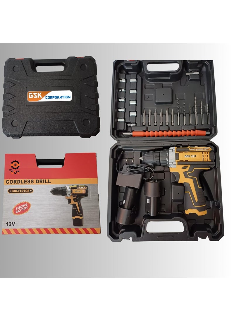GSK Cut GSK Cut Variable Speed Power Drill Cdli12108 Cordless Drill Screwdriver 15Ah 2 BatCharger 10mm 12V Cordless Drill 10mm Chuck Size  - Image 4