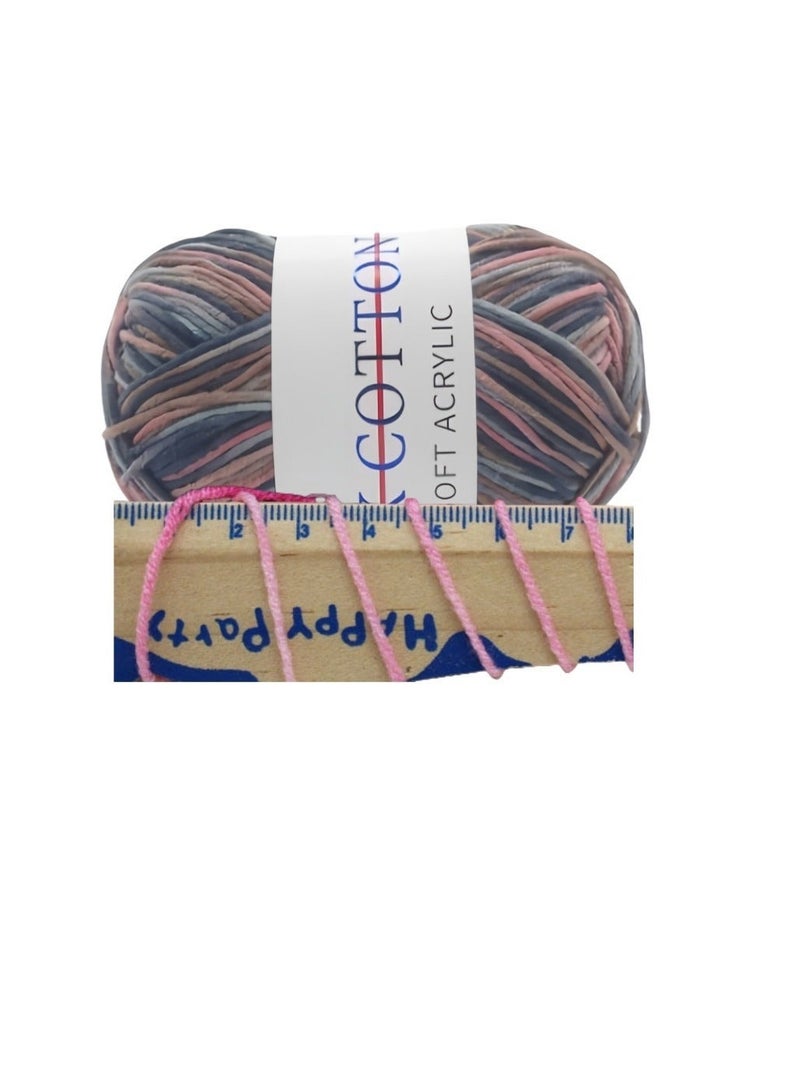 COTTON 6-Pack Soft Acrylic Crochet Yarn Bundle - Gradient Colors (50g Each) | Silk Cotton Feel, Anti-Pilling, for Baby Clothes, Amigurumi, Knitting & Crafts - Image 2