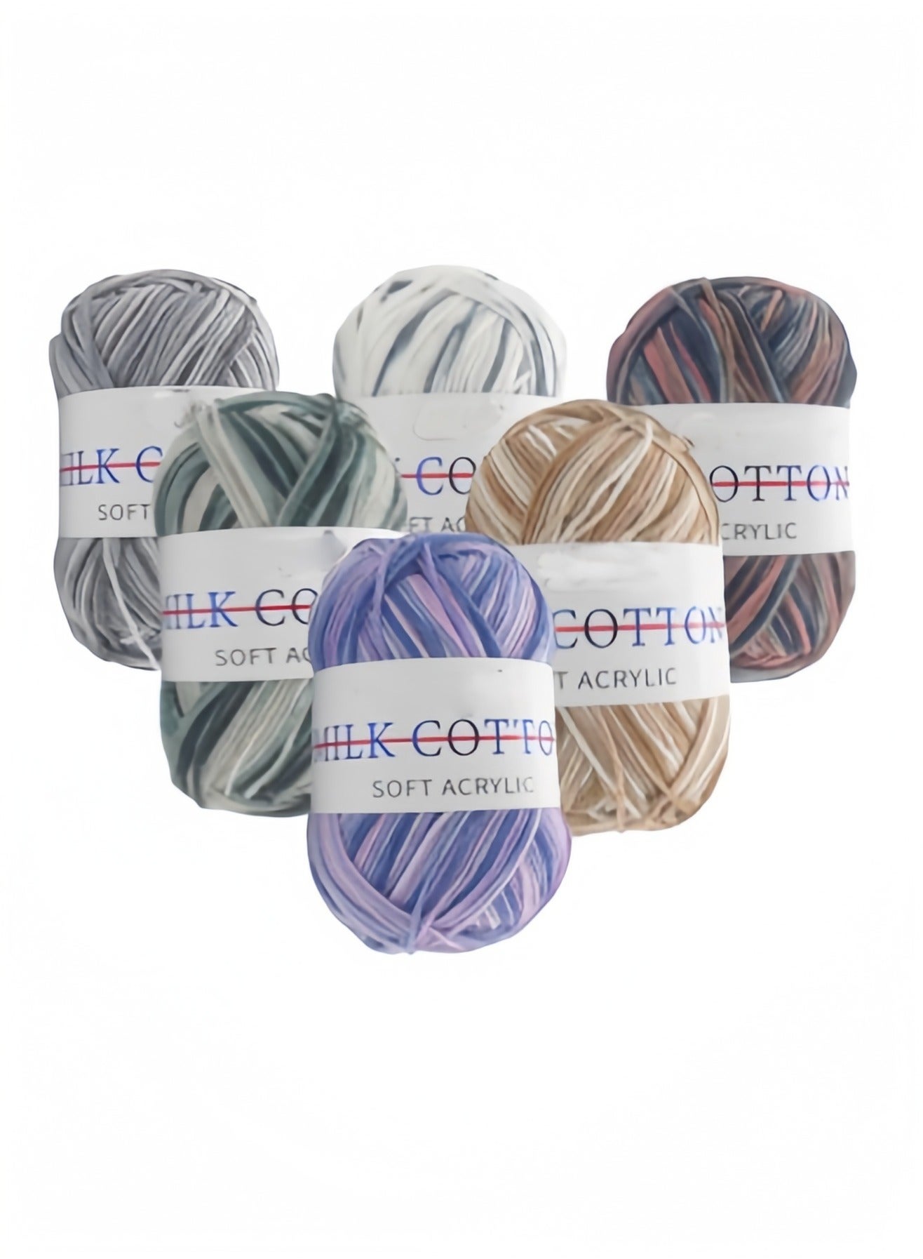 6-Pack Soft Acrylic Crochet Yarn Bundle - Gradient Colors (50g Each) | Silk Cotton Feel, Anti-Pilling, for Baby Clothes, Amigurumi, Knitting & Crafts