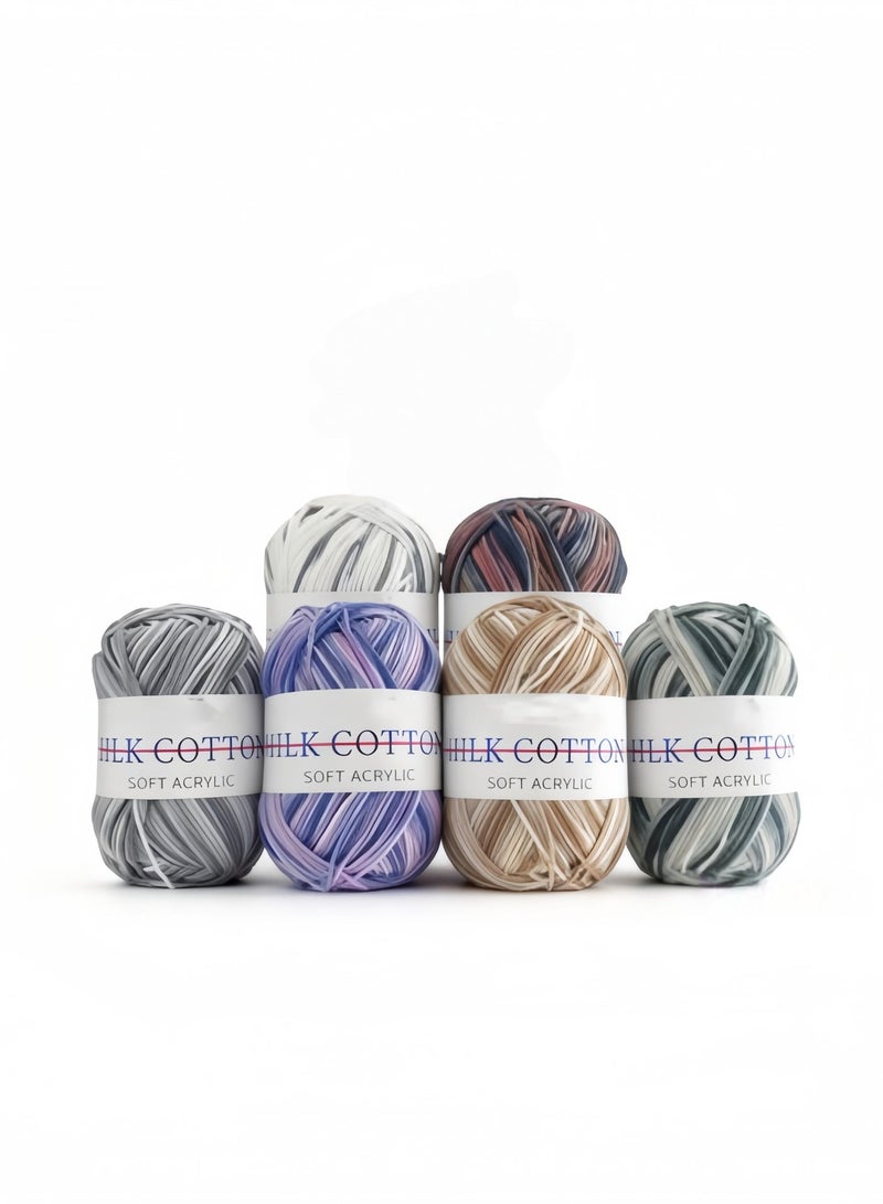 COTTON 6-Pack Soft Acrylic Crochet Yarn Bundle - Gradient Colors (50g Each) | Silk Cotton Feel, Anti-Pilling, for Baby Clothes, Amigurumi, Knitting & Crafts - Image 4