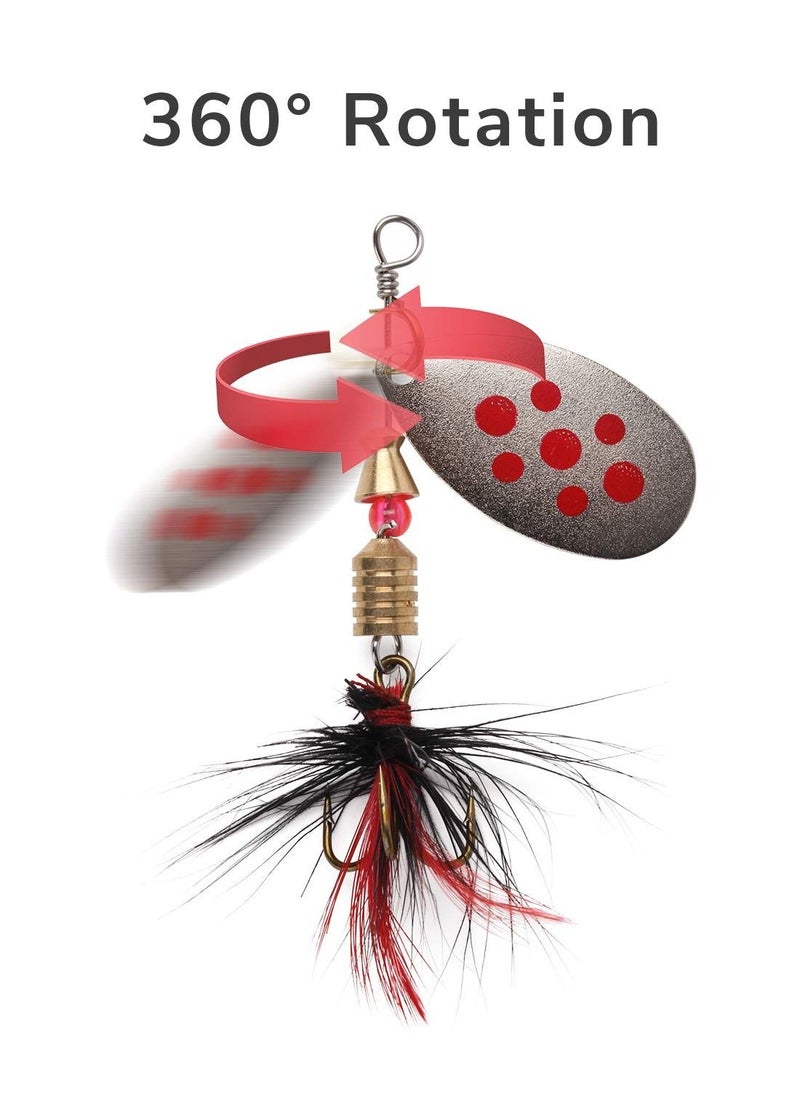 SYOSI Fishing Lure Spinnerbait, 10 Pcs Bass Trout Salmon Hard Metal Spinner Baits Kit with Tackle Boxes, Portable Spinner Baits for Saltwater Freshwater Bass Trout Salmon Crappies Perch Fishing  - Image 3