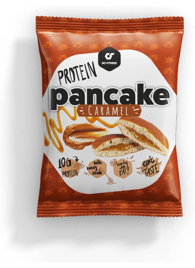 Go Fitness - Go Fitness 12 Protein Pancakes - High Protein Snack, Freshly Baked & Extremely Delicious - Protein Bar Alternative with 10 g Protein Per Pancake (Caramel) - Image 1