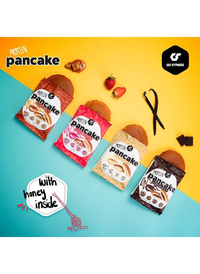 Go Fitness - Go Fitness 12 Protein Pancakes - High Protein Snack, Freshly Baked & Extremely Delicious - Protein Bar Alternative with 10 g Protein Per Pancake (Caramel) - Image 1