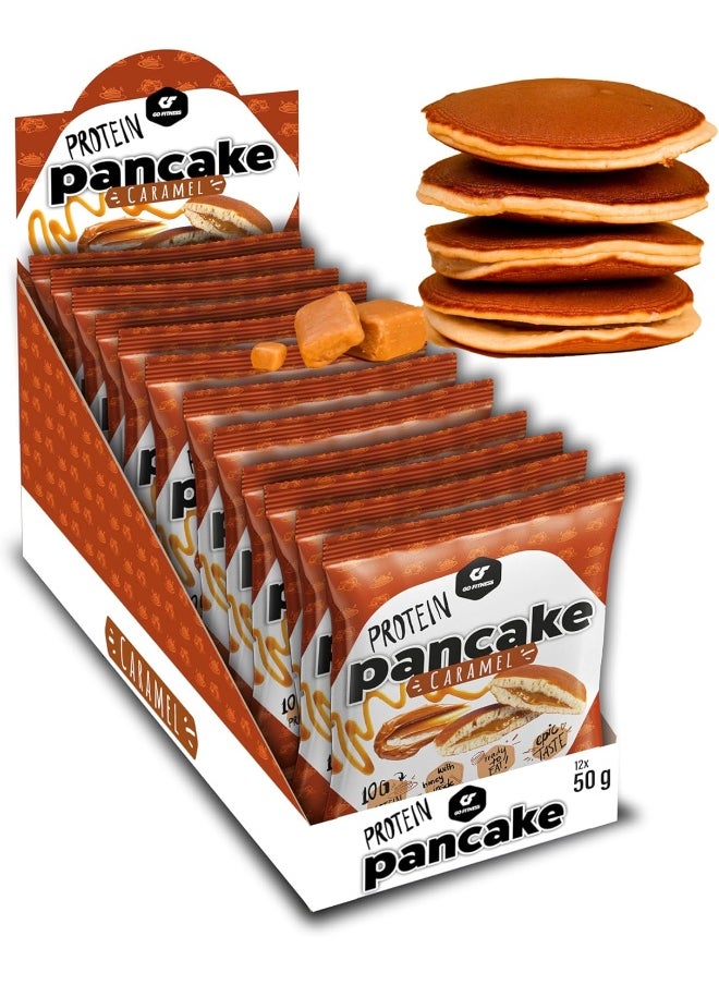 Go Fitness - Go Fitness 12 Protein Pancakes - High Protein Snack, Freshly Baked & Extremely Delicious - Protein Bar Alternative with 10 g Protein Per Pancake (Caramel) - Image 1