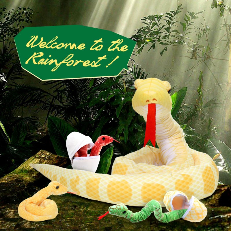 Tezituor Giant Stuffed Snake Plush Yellow Snake Stuffed Animal with 3 Babies  2 Eggs80 Long Boa Constrictor Toys for Boys Girls Birthday Gifts - Image 3