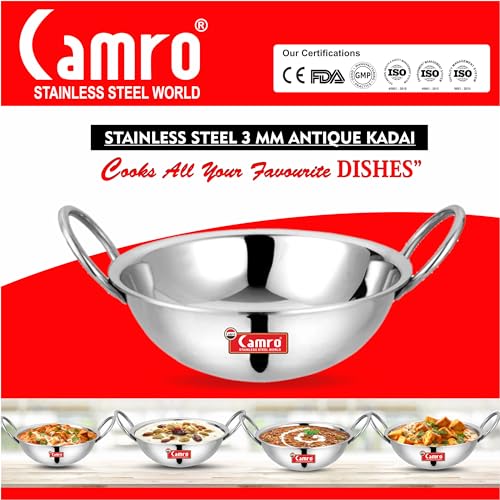 Camro Triply Round Bottom Kadhai (16 No, 5 Liters) | Gas Stove Compatible | Dishwasher Safe | DryVeg Hold Handles, Induction Friendly & Gas Ready, 6-Year Warranty - Image 4