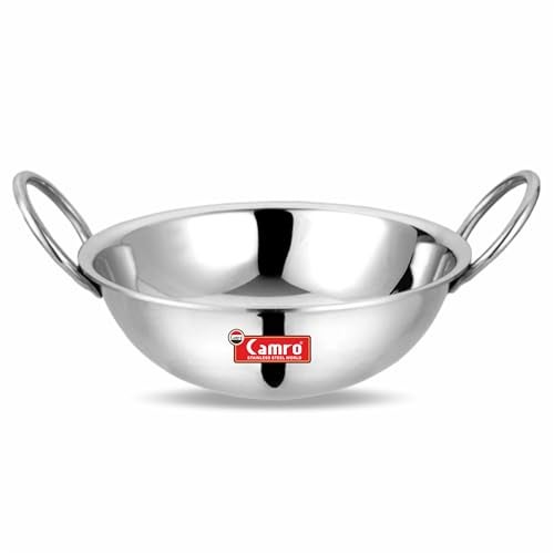 Camro Triply Round Bottom Kadhai (16 No, 5 Liters) | Gas Stove Compatible | Dishwasher Safe | DryVeg Hold Handles, Induction Friendly & Gas Ready, 6-Year Warranty - Image 1