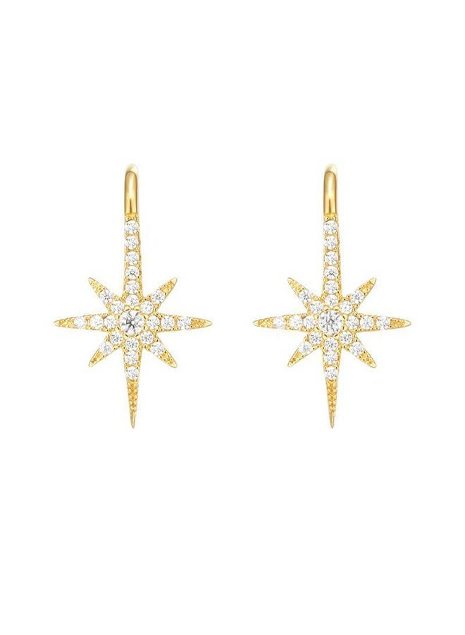 YJ New Luxury Mixed Metal Earrings, Star-Shaped Earrings, Set with Platinum Crystals, Suitable for Women - Image 1