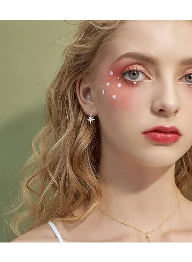 YJ New Luxury Mixed Metal Earrings, Star-Shaped Earrings, Set with Platinum Crystals, Suitable for Women - Image 4