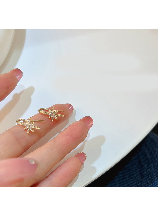 YJ New Luxury Mixed Metal Earrings, Star-Shaped Earrings, Set with Platinum Crystals, Suitable for Women - Image 5