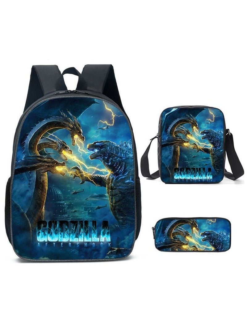 Godzilla New Godzilla Student Backpack Three-piece Set 29*16*42cm