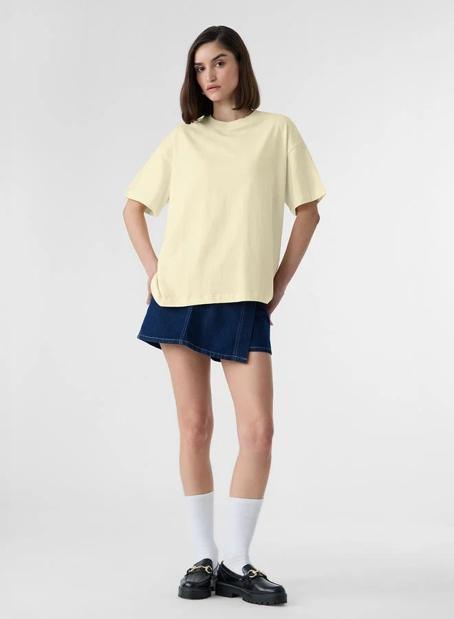 The Souled Store Off White Crew Neck Oversized T-Shirt