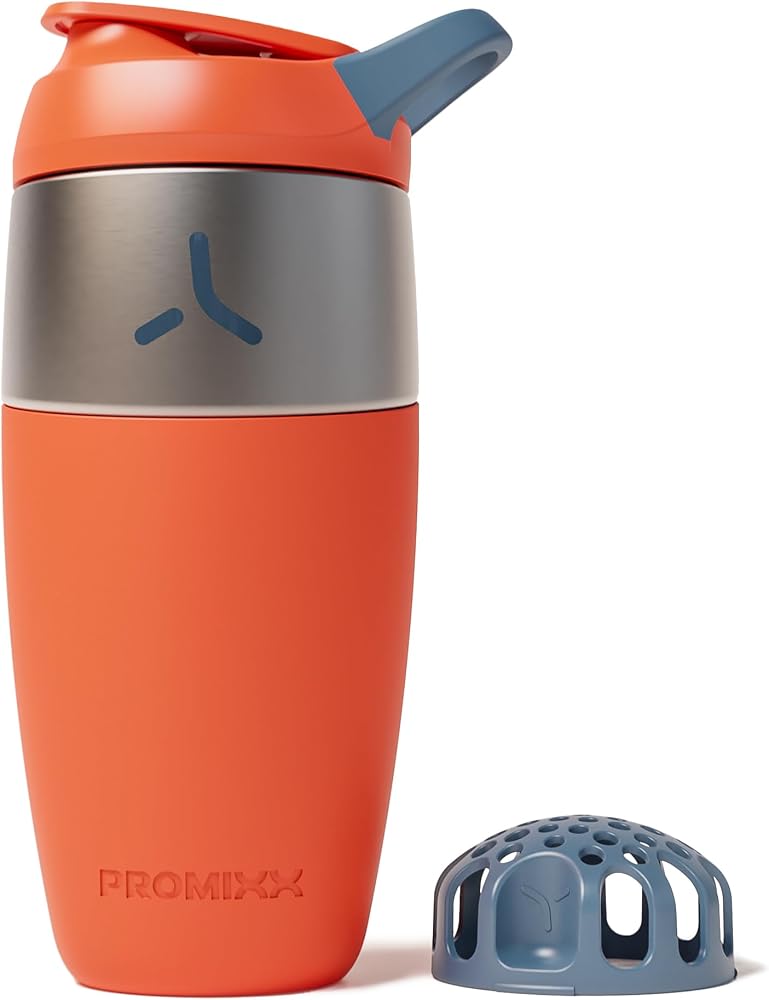 PROMIXX Pursuit Stainless Steel Shaker Bottle - 26oz Lightweight Metal Protein Mixer with Snap-Fit Agitator for Smooth Shakes - Leak-Proof Gym Shaker Cup for Fitness & Travel - Burnt Orange - Image 1