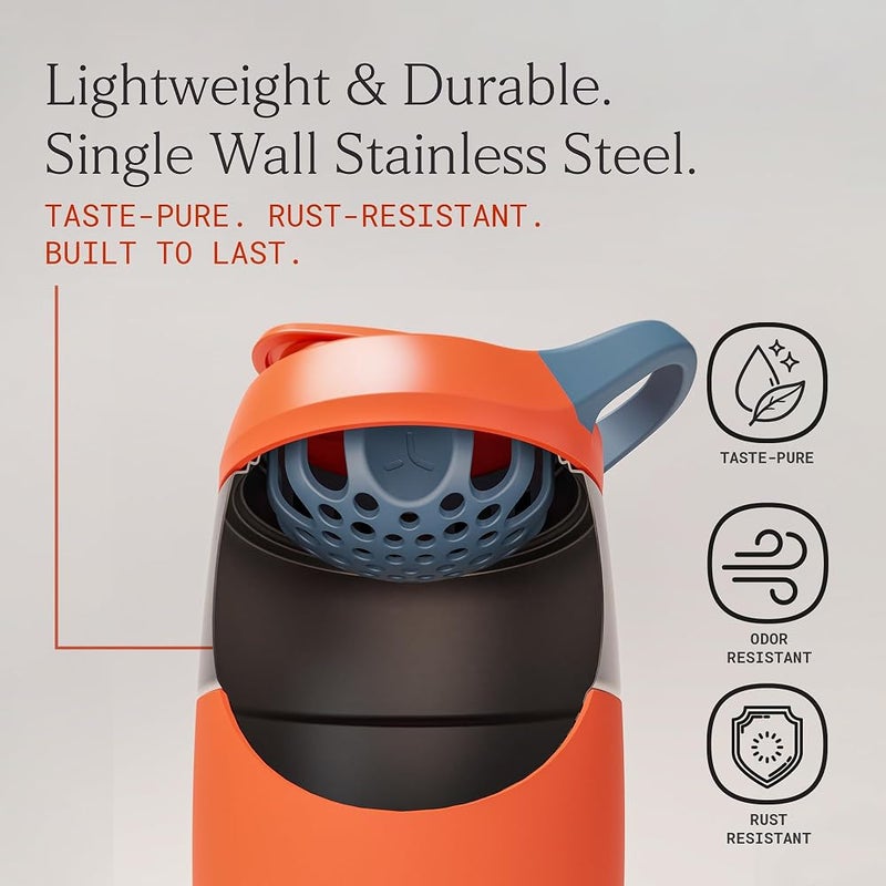 PROMIXX Pursuit Stainless Steel Shaker Bottle - 26oz Lightweight Metal Protein Mixer with Snap-Fit Agitator for Smooth Shakes - Leak-Proof Gym Shaker Cup for Fitness & Travel - Burnt Orange - Image 4