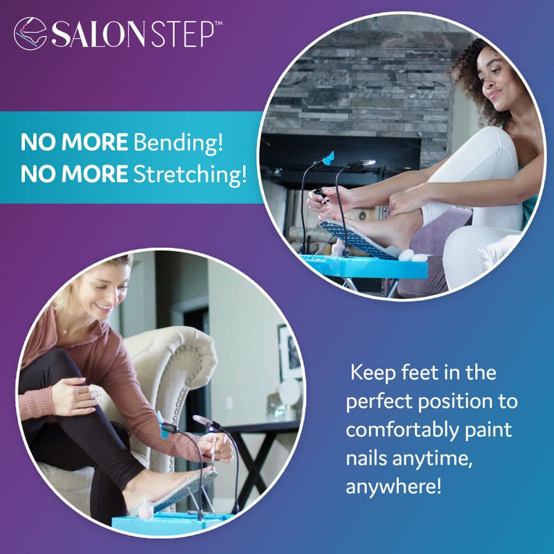 Salon Step The Beauty Footrest for Easy at-Home Pedicures, Treat Your Feet, No More Bending or Stretching with LED Magnifier, Drying Fan, Adjustable Foot Rest, Non-Slip Sturdy Legs & Built-in Storage - Image 4