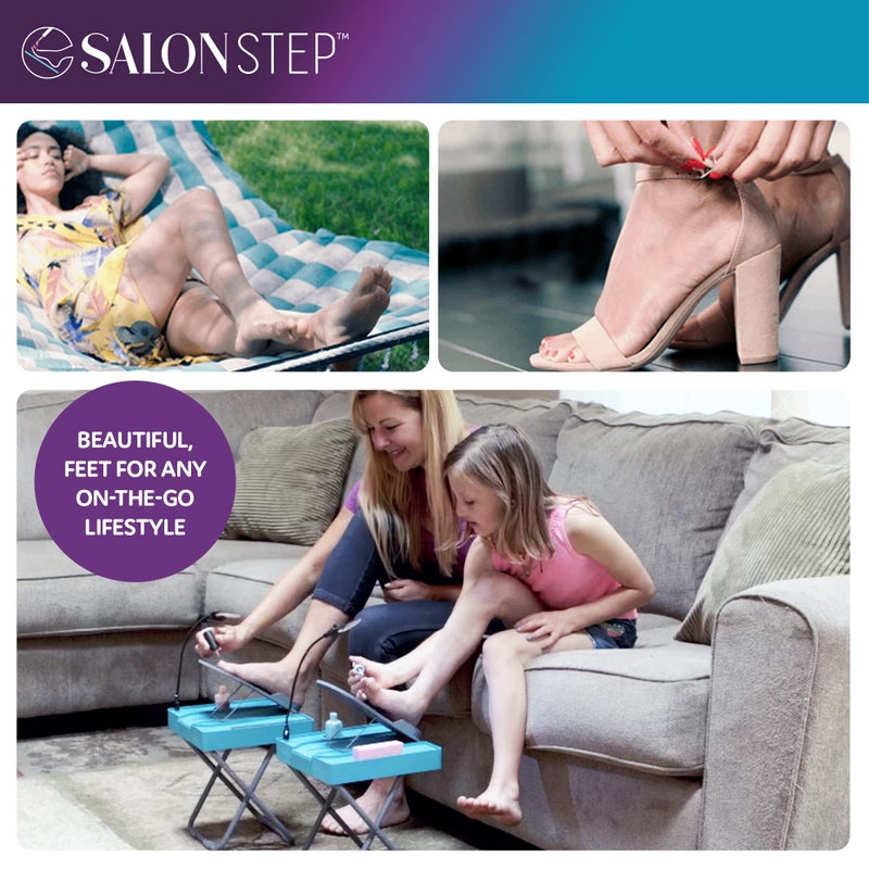Salon Step The Beauty Footrest for Easy at-Home Pedicures, Treat Your Feet, No More Bending or Stretching with LED Magnifier, Drying Fan, Adjustable Foot Rest, Non-Slip Sturdy Legs & Built-in Storage - Image 5