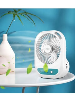 WINNINGSTAR Desk Fan, Table Fan, USB Portable Air Conditioner Fan, 3 Speeds, With LED Light, Rechargeable Air Cooler Desktop Cooling Fan, for Home Room Office ST-4052 - White  - Image 1