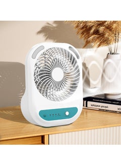 WINNINGSTAR Desk Fan, Table Fan, USB Portable Air Conditioner Fan, 3 Speeds, With LED Light, Rechargeable Air Cooler Desktop Cooling Fan, for Home Room Office ST-4052 - White  - Image 2