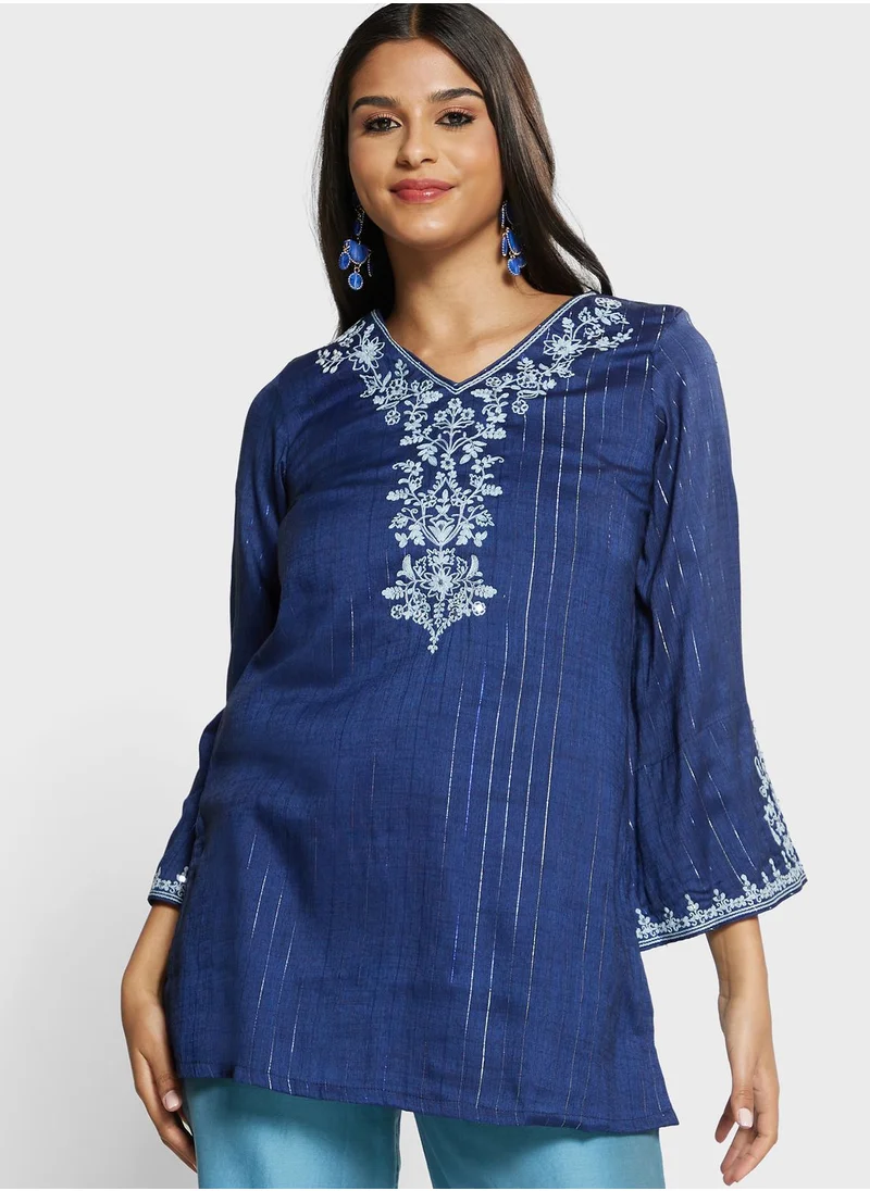 Biba V-Neck Printed Top