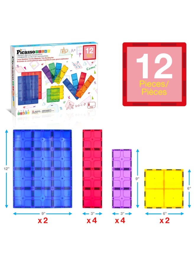 PicassoTiles Picasso Magnetic Tiles Large Stabilizer Combo Set 12-pieces - Image 3