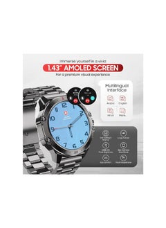 SWISS MILITARY Swiss Military DOM5 Smartwatch 1.43" AMOLED, Bluetooth Calling, Multi Language, Health & Sports Tracking, Wireless Charging, 7 Days Battery  - Image 4