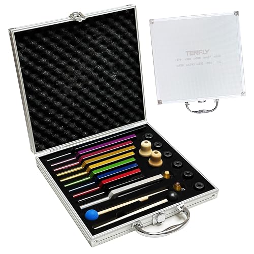 TENFLY Solfeggio Tuning Fork Set - 10 Tuning Forks Perfect for DNA Healing, Chakra, Sound Therapy, Multicolour, with Exquisite Aluminum Gift Box (174 Hz, 285 Hz, 396 Hz, 417 Hz, 432Hz, 528 Hz etc) - Image 1