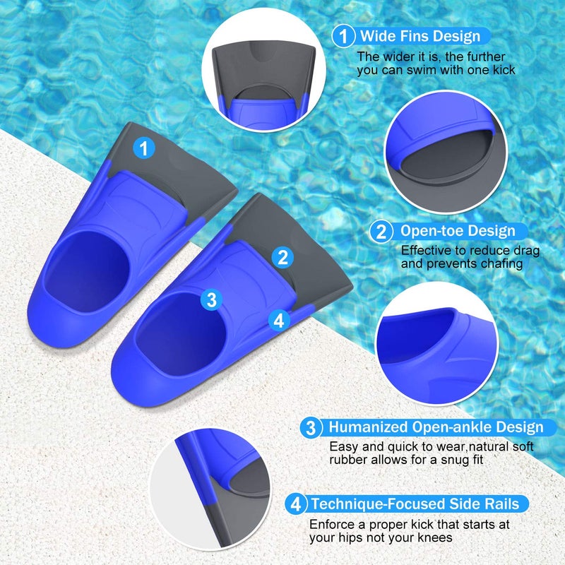 Gintenco Swim Fins, Kids Swim Training Fins for Lap Swimming, Travel Size Flippers with Mesh Bag, Silicone Swimming Fins for Kids Teens Adults Women Men - Image 2