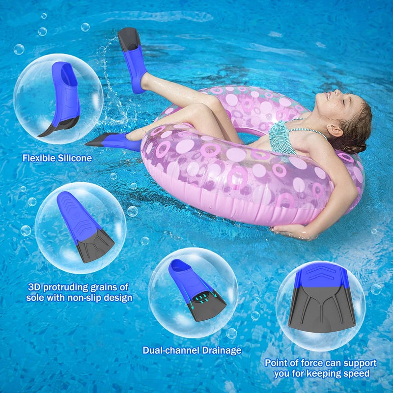 Gintenco Swim Fins, Kids Swim Training Fins for Lap Swimming, Travel Size Flippers with Mesh Bag, Silicone Swimming Fins for Kids Teens Adults Women Men - Image 4