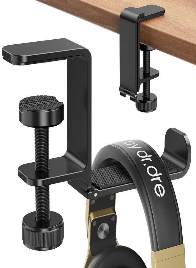 Yocice Headphone Hanger Holder Stand -Under Desk Headphone Hanger， Headset Hook Holder with Foldable，Space-Saving Aluminum Stand with Universal Fit for Gaming PC Accessories (Black-1PCS) - Image 1