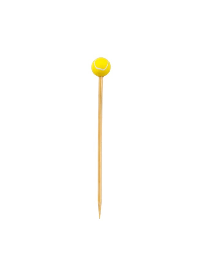 Restaurantware 4 Inch Tennis Ball Cocktail Picks, 1000 Sturdy Food Picks - Hand-Painted, Yellow And White Bamboo Wood Skewers, For Sports Themed Parties And Events  - Image 1